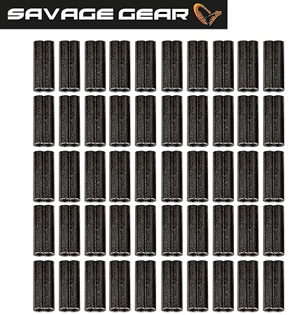 Savage Gear Double Barrel Crimps - 50 Klemmhülsen, Crimps für Stahlvorfächer Zum Hechtangeln, Zanderangeln & Barschangeln, Ra