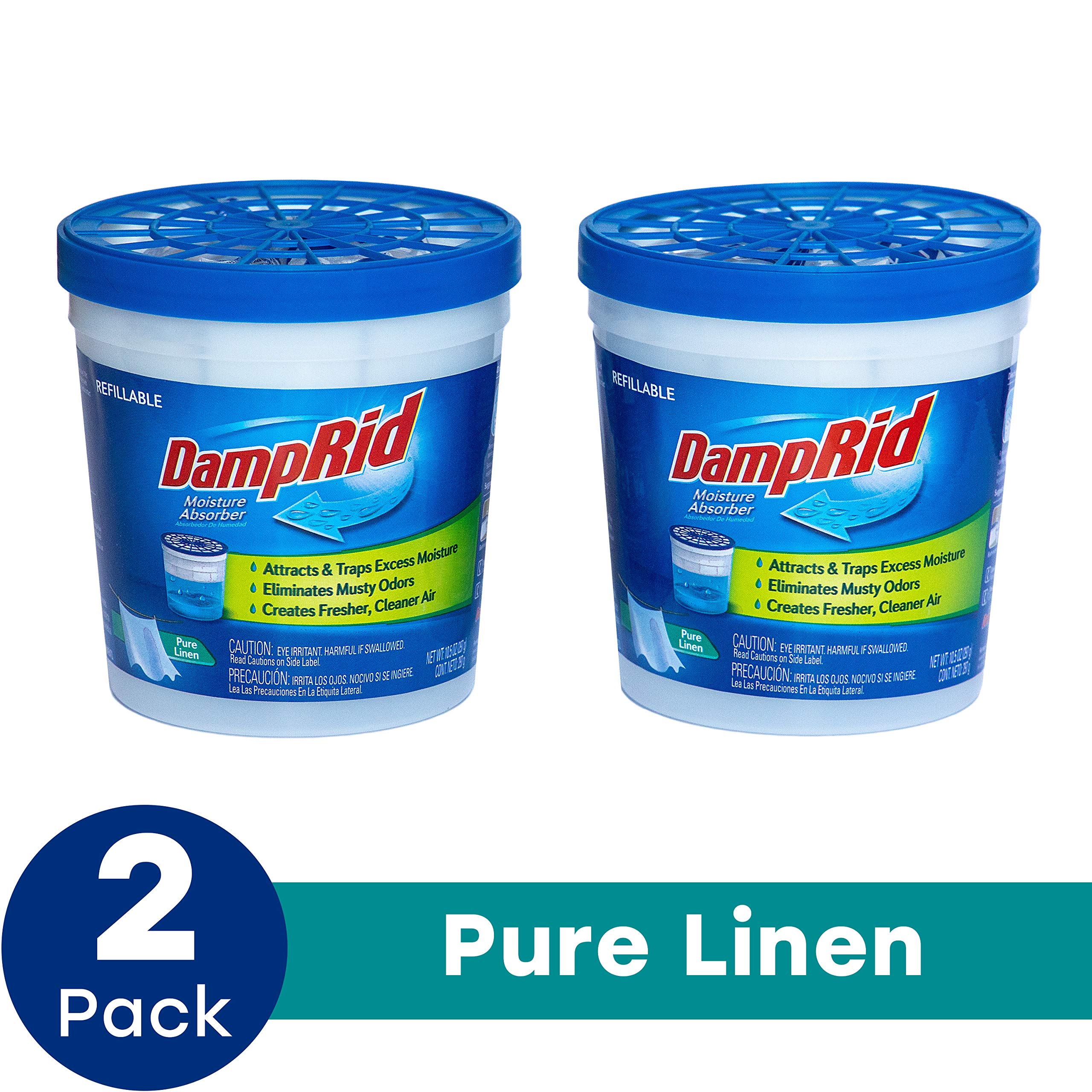 DampRid Pure Linen Refillable Moisture Absorber - 10.5oz cups - 2 pack – Traps Moisture for Fresher, Cleaner Air