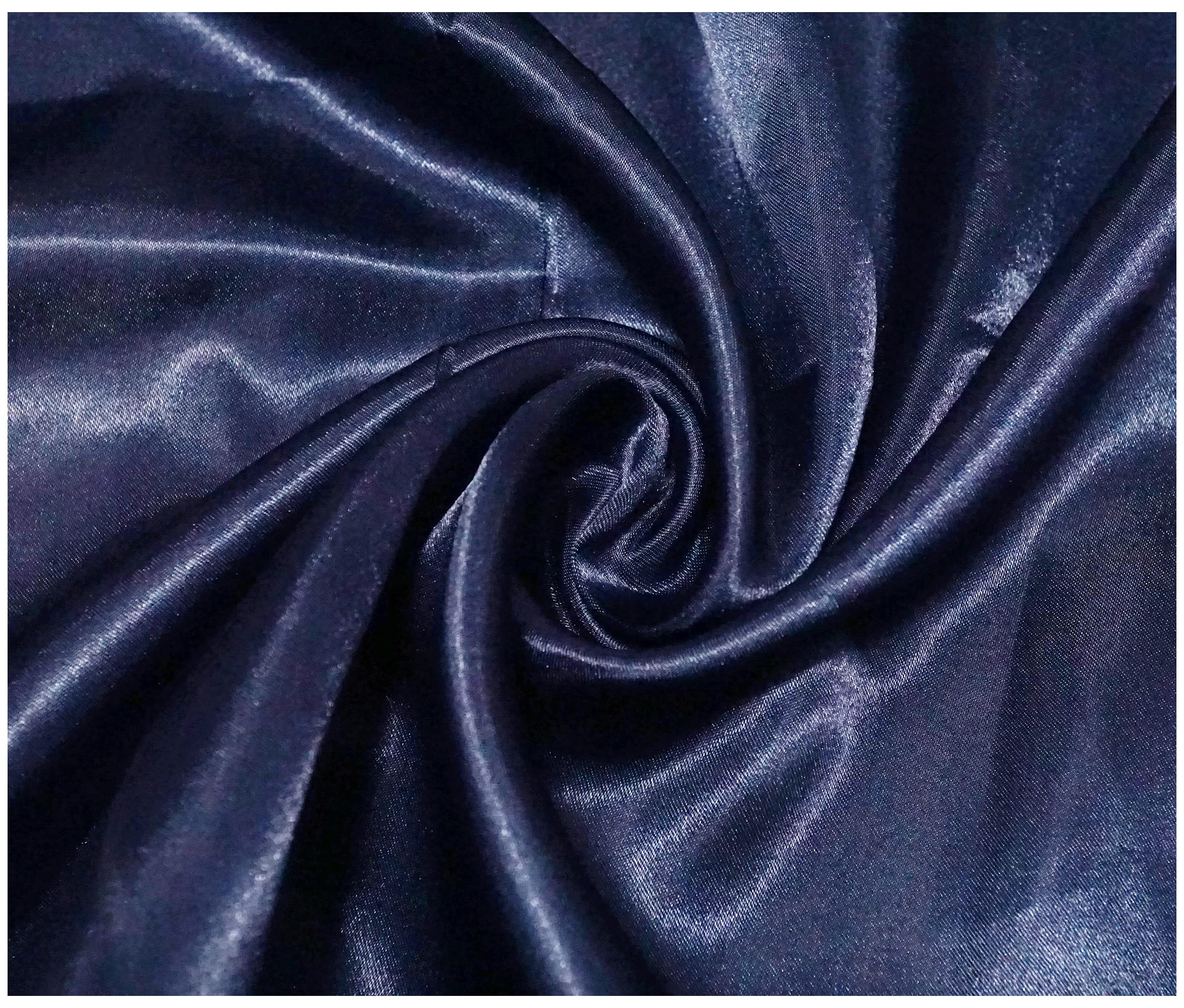 Silky Satin Polyester Fabric for Dressmaking Wedding Crafts Quilting Sewing 150cm Wide (200 x 150cm / 79" x 60", Navy)