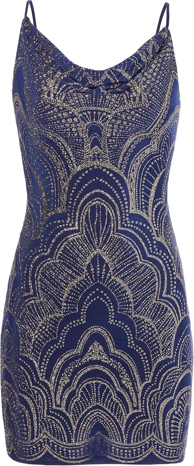 cowl neck glitter dress