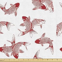 Lunarable Asian Fabric by The Yard, Japanese Carp