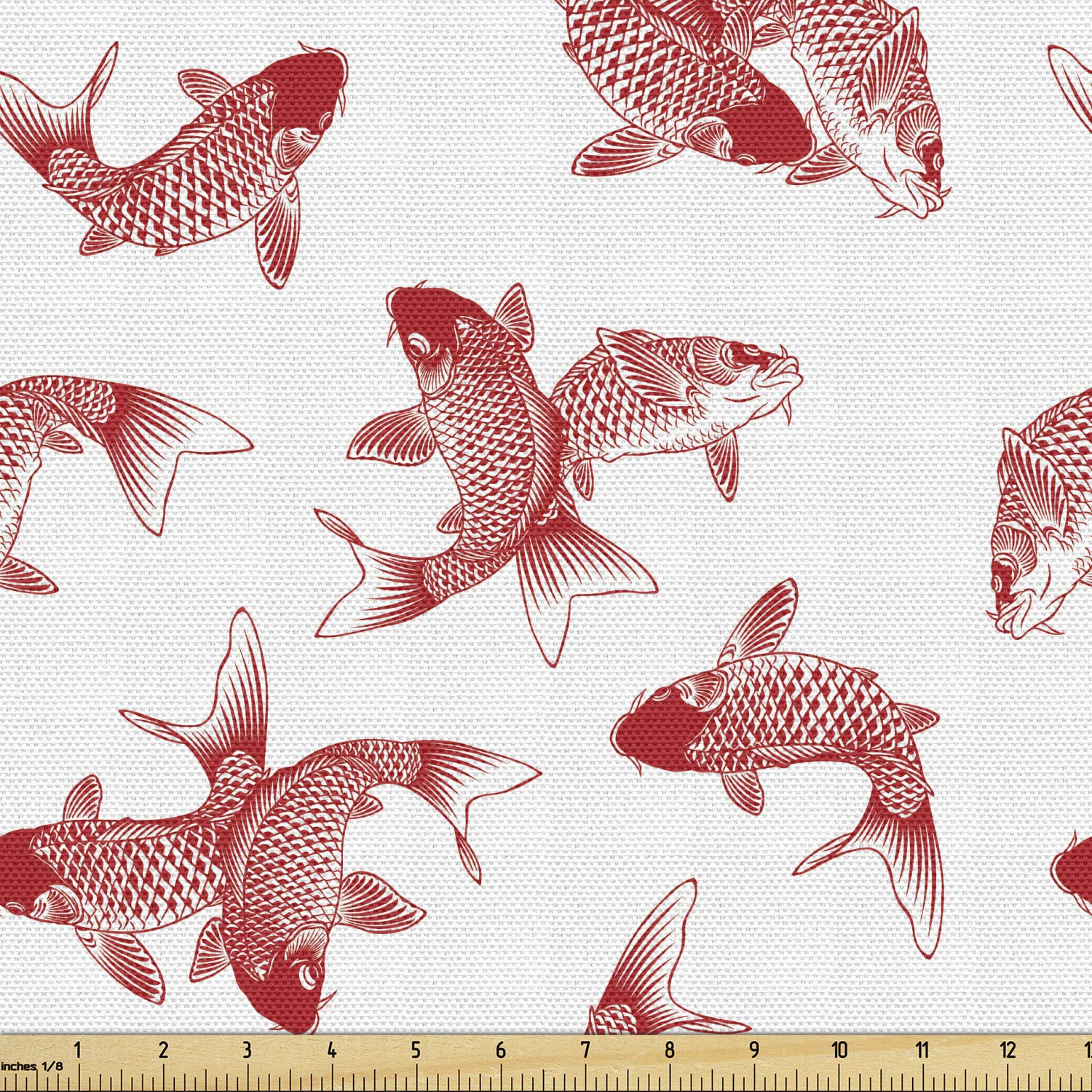 Lunarable Asian Fabric by The Yard, Japanese Carp