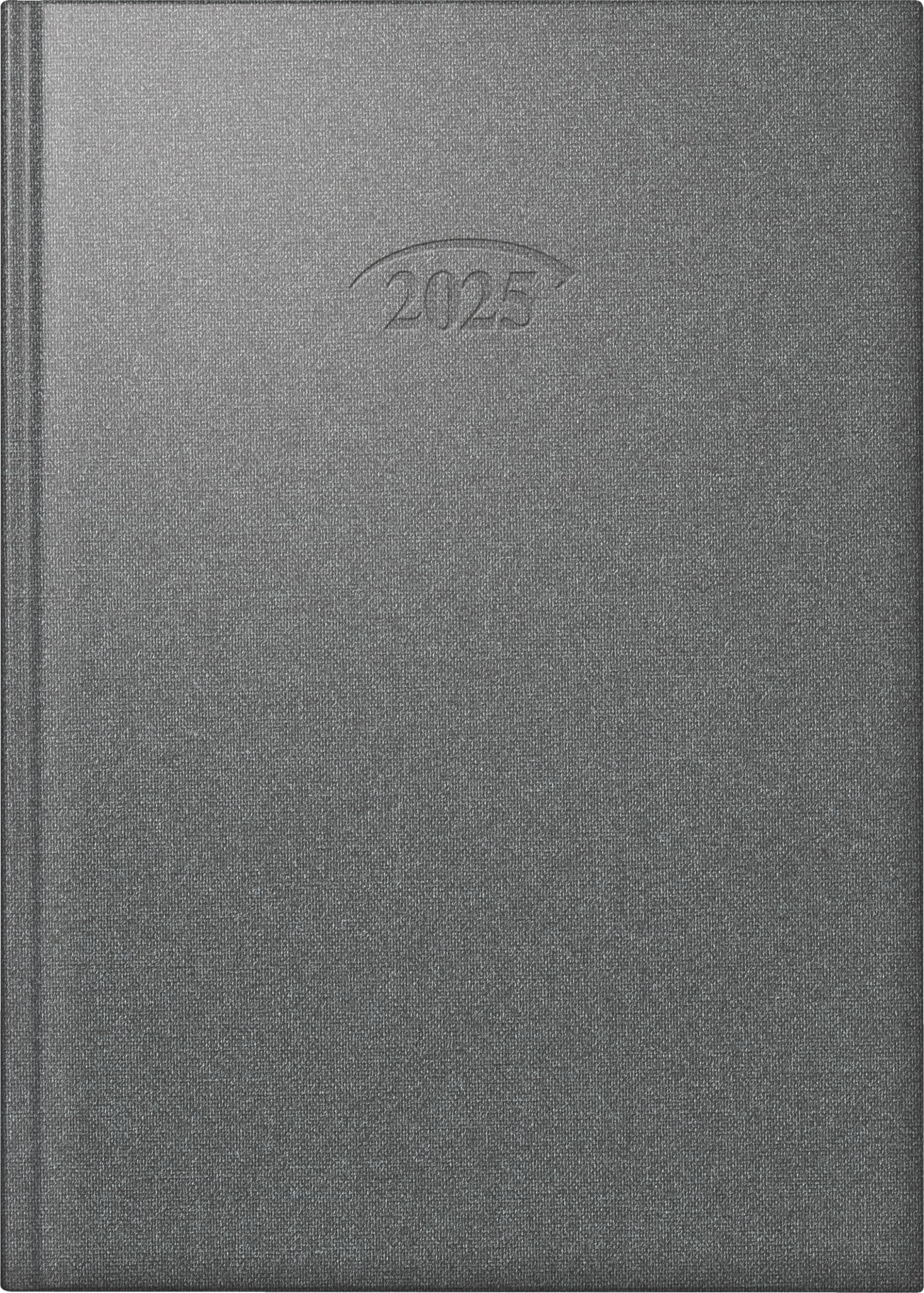 BRUNNEN Book calendar model 765 (2025), 1 page = 1 day, A5, 448 pages, book cover material, metallico, strato silver
