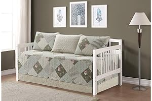 FANCY LINEN LLC INC Fancy Collection 5pc Day Bed Quilted Coverlet Daybed Set Floral Patchwork Pattern Off White Beige Pink Green New