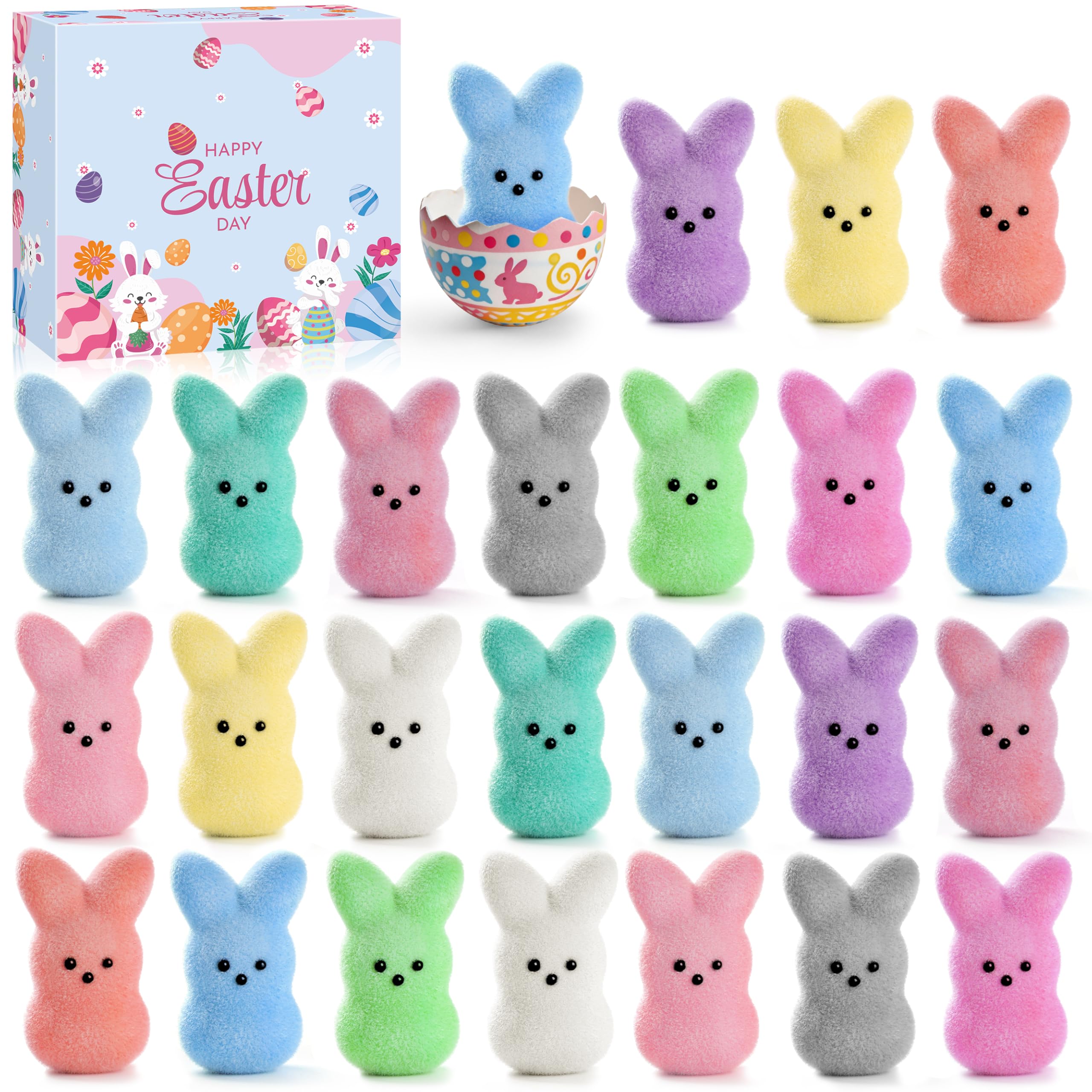 MPMIYVX Easter Basket Stuffers for Kids,Easter Egg Fillers, Cute Bunny Toys Easter Gifts for Kids, Party Favors Classroom Exchange, Easter Decorations (24PCS)