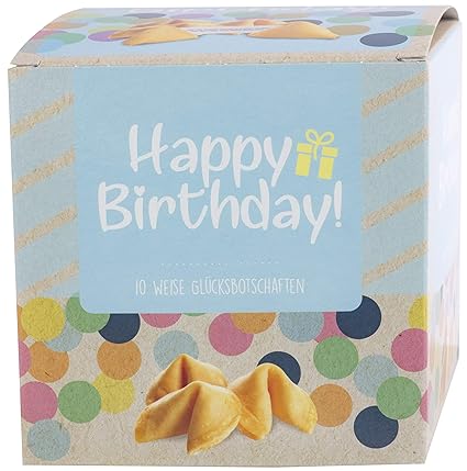 Happy Birthday Glückskekse In Schöner 10er Box Mit Einzeln Verpackten Keksen Und Verschiedenen Sprüchen Made In Germany