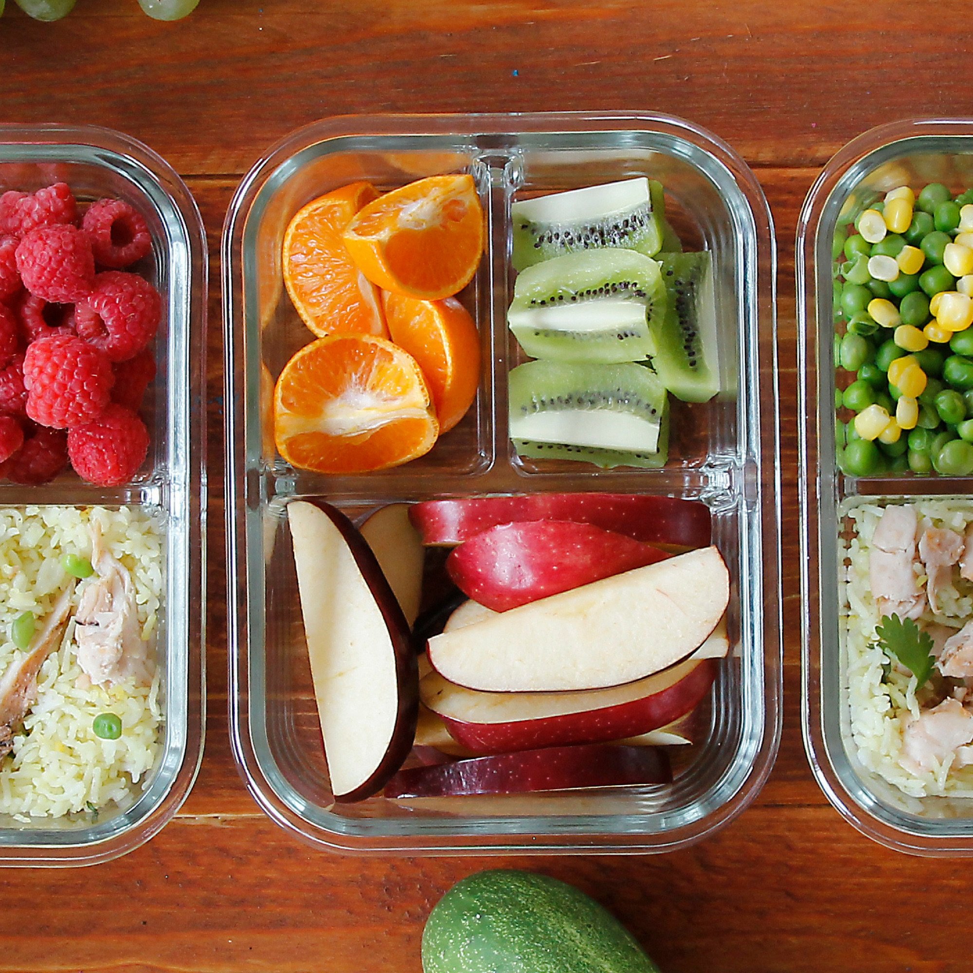 1, 2, 3 Compartment Glass Meal Prep Containers (3 Pack, 1000 ML)