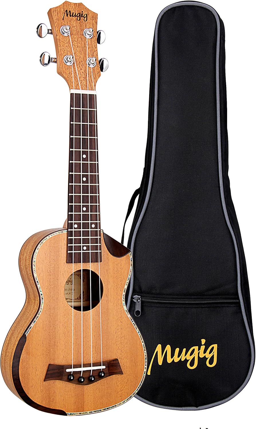 Mugig Ukelele 21 Pulgadas de Color Natural Diseño Especial Incluye Funda