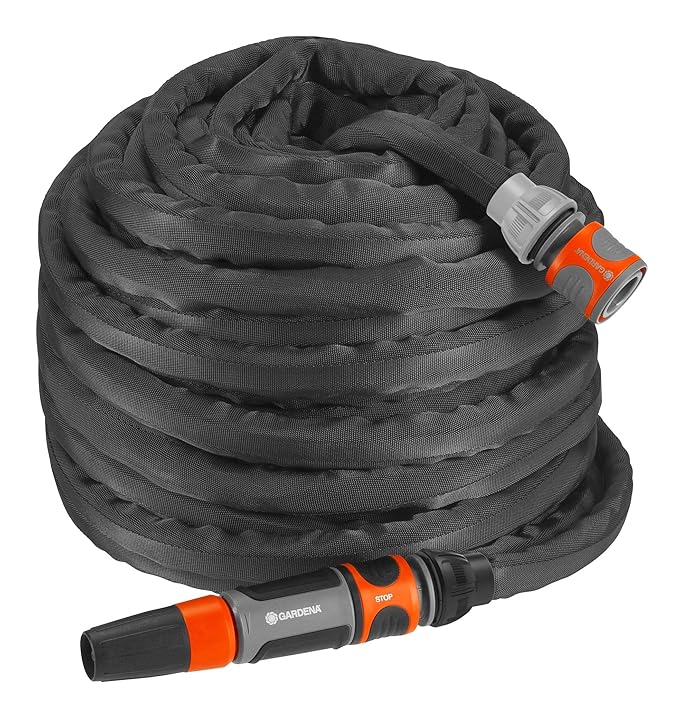 GARDENA Textilschlauch Liano Set 30m: flexibler und robuster Gartenschlauch aus Textilgewebe, Schlauch ideal für Balkon und T