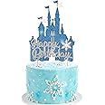 Frozen Castle Birthday Cake Topper Decoration Snowflake Frozen Theme Castle Cake Topper for Winter Wonderland Christmas Party Supplies