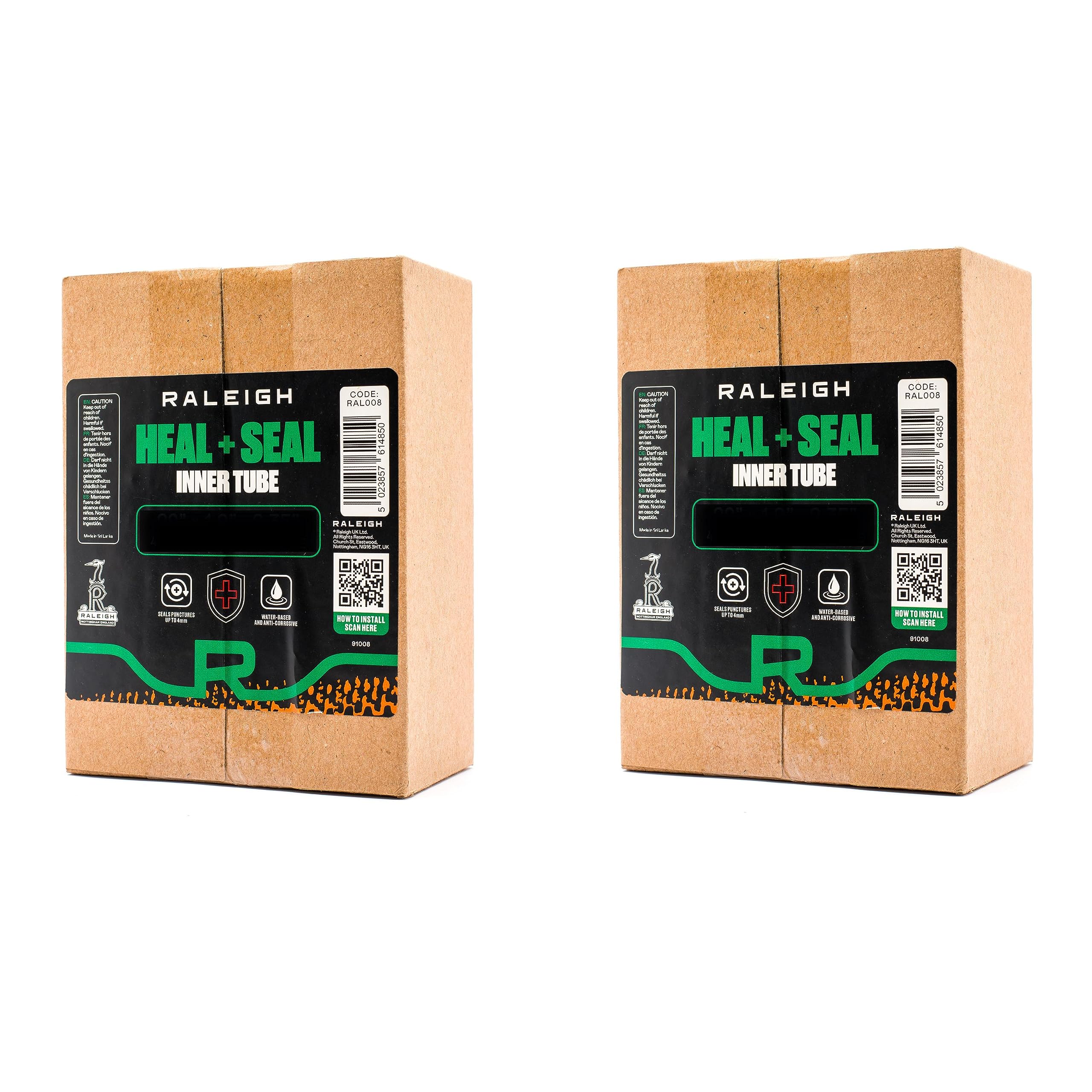 Raleigh Heal & Seal Self Sealing Bicycle Inner Tube with Schrader Valve (Twinpack) - Enhanced Puncture Prevention - 26 x 1.5-2.1"