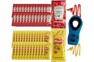 50 Count – 25 Heinz 9g Ketchup Packets & 25 French’s Mustard Packets – with CMC Products Bag Clip - Packaged by CMC Products