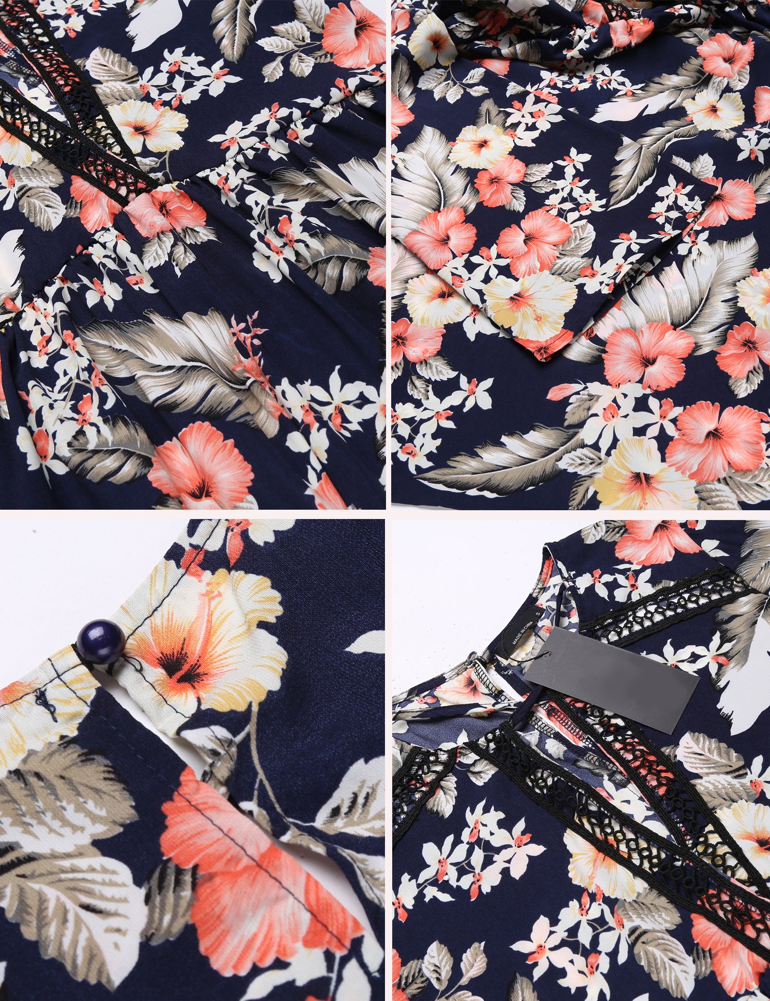 Beyove Women\'s Long Sleeve Fit and Flare Bohemian Vintage Printed Loose Casual Dress