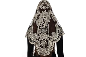 Bozidol Catholic Lace Mantilla Veil - Marian Apparitions Embroidery Spanish Church Mass Scarf Chapel Prayer Christian Veil