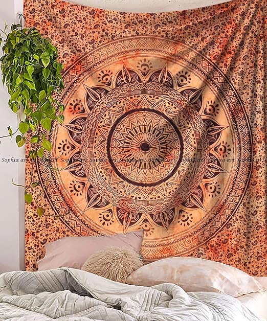 Tenture Murale Mandala Linéaire 180x230 Cm - Polyester Haute Qualité, Décoration Maison Et Extérieure - 10