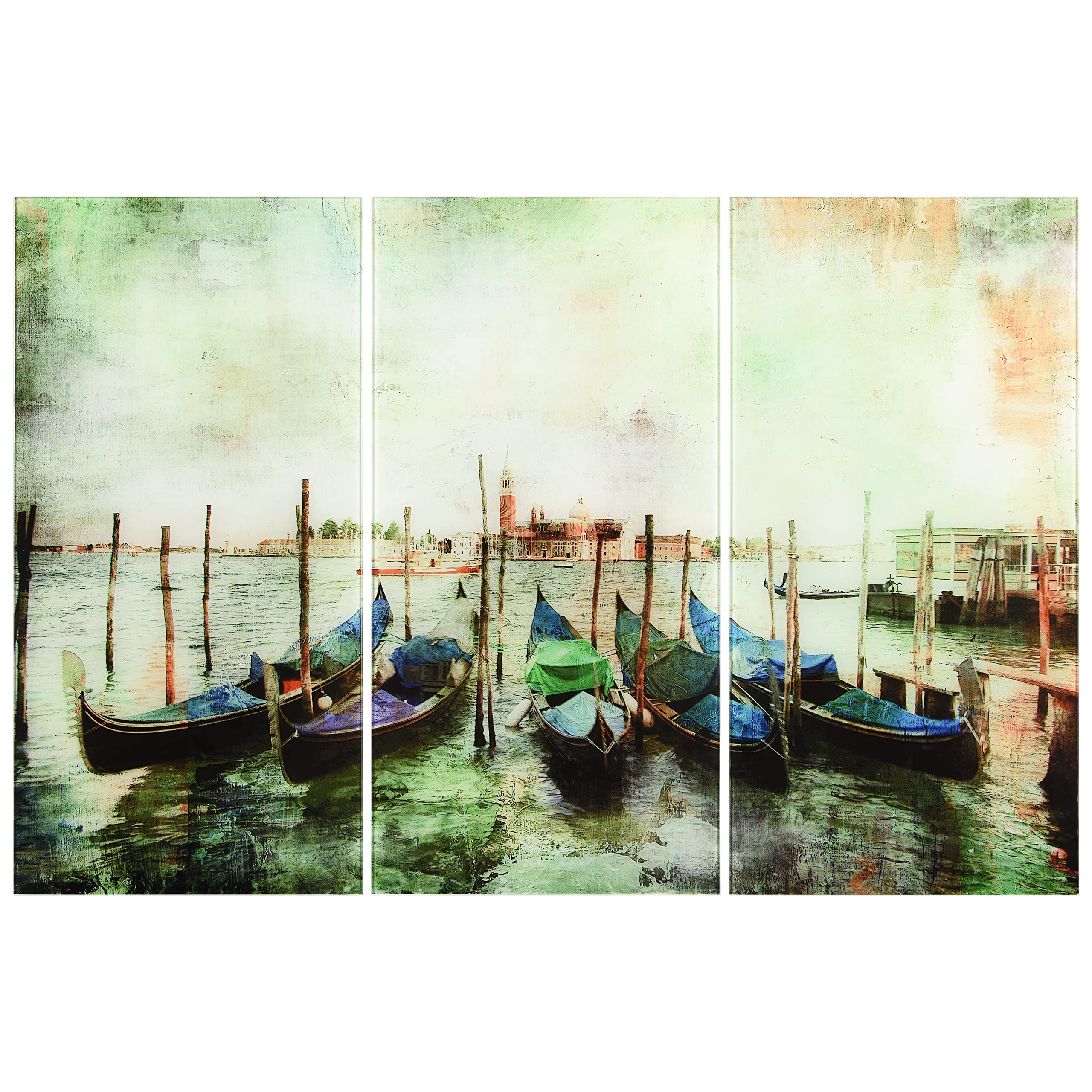 Photo 1 of **BOX 1 OF 3 ONLY/THIS IS ONLY THE 3RD PICTURE TO THE SET***Empire Art Direct "Venice Gondolas ABC Frameless Free Floating Tempered Glass Panel Graphic Wall Art Set of 3, Ready to Hang, Living Room, Bedroom & Office, 72in x 36in x 0.2in each