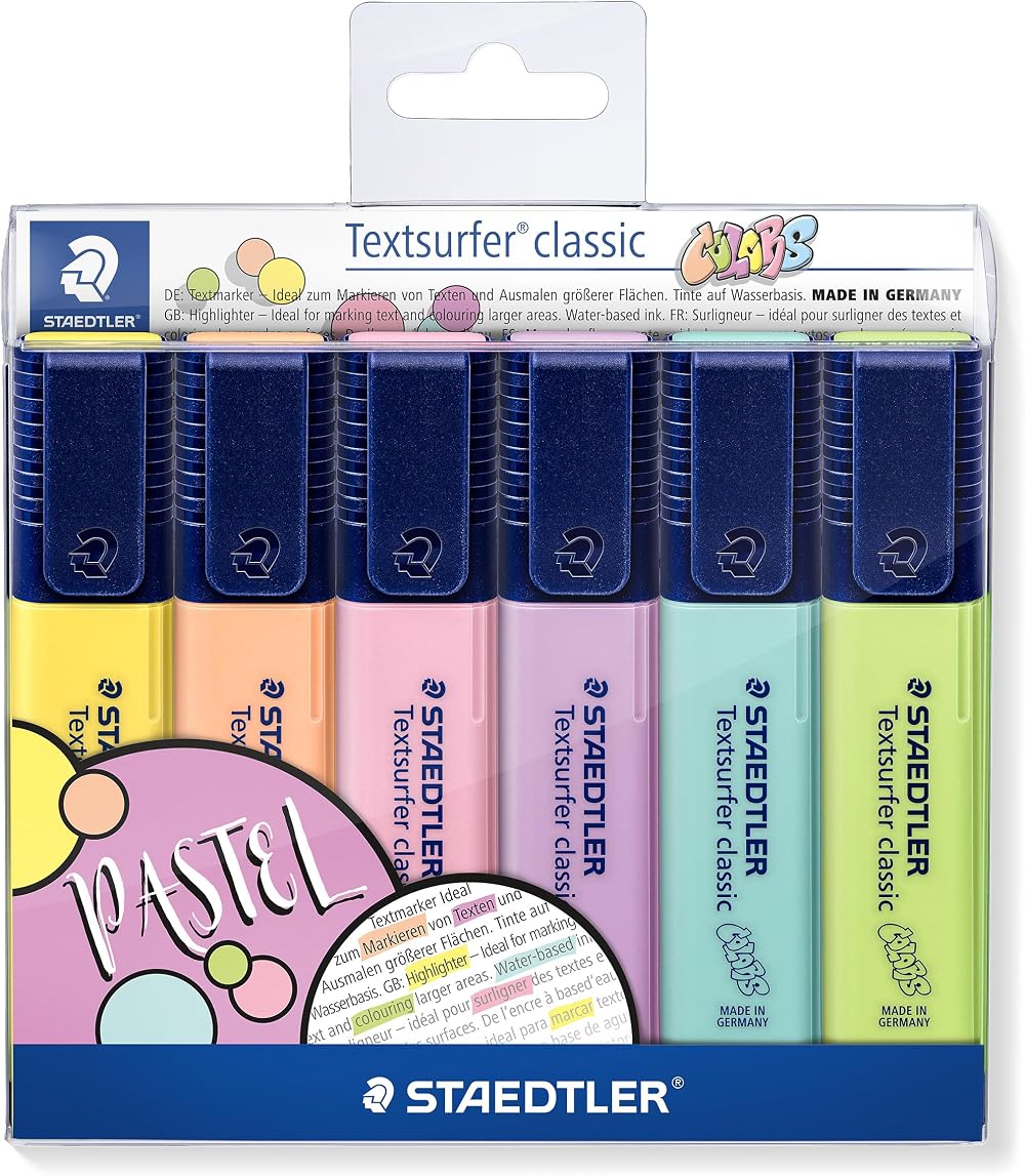 STAEDTLER Textsurfer Classic Pastel Highlighters Pack of 6