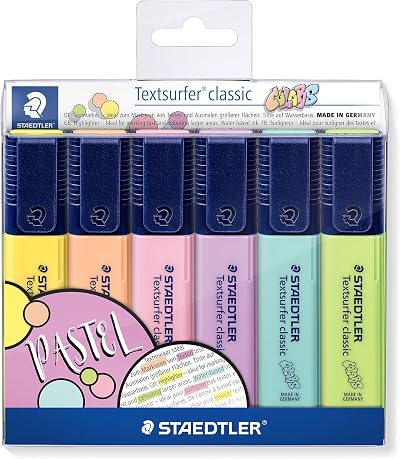 STAEDTLER Textsurfer Classic Pastel Highlighters Pack of 6
