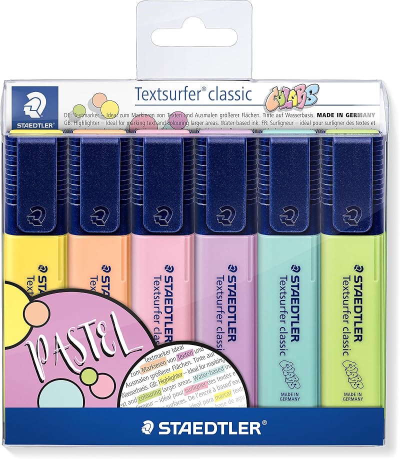 STAEDTLER Textsurfer Classic Pastel Highlighters Pack of 6