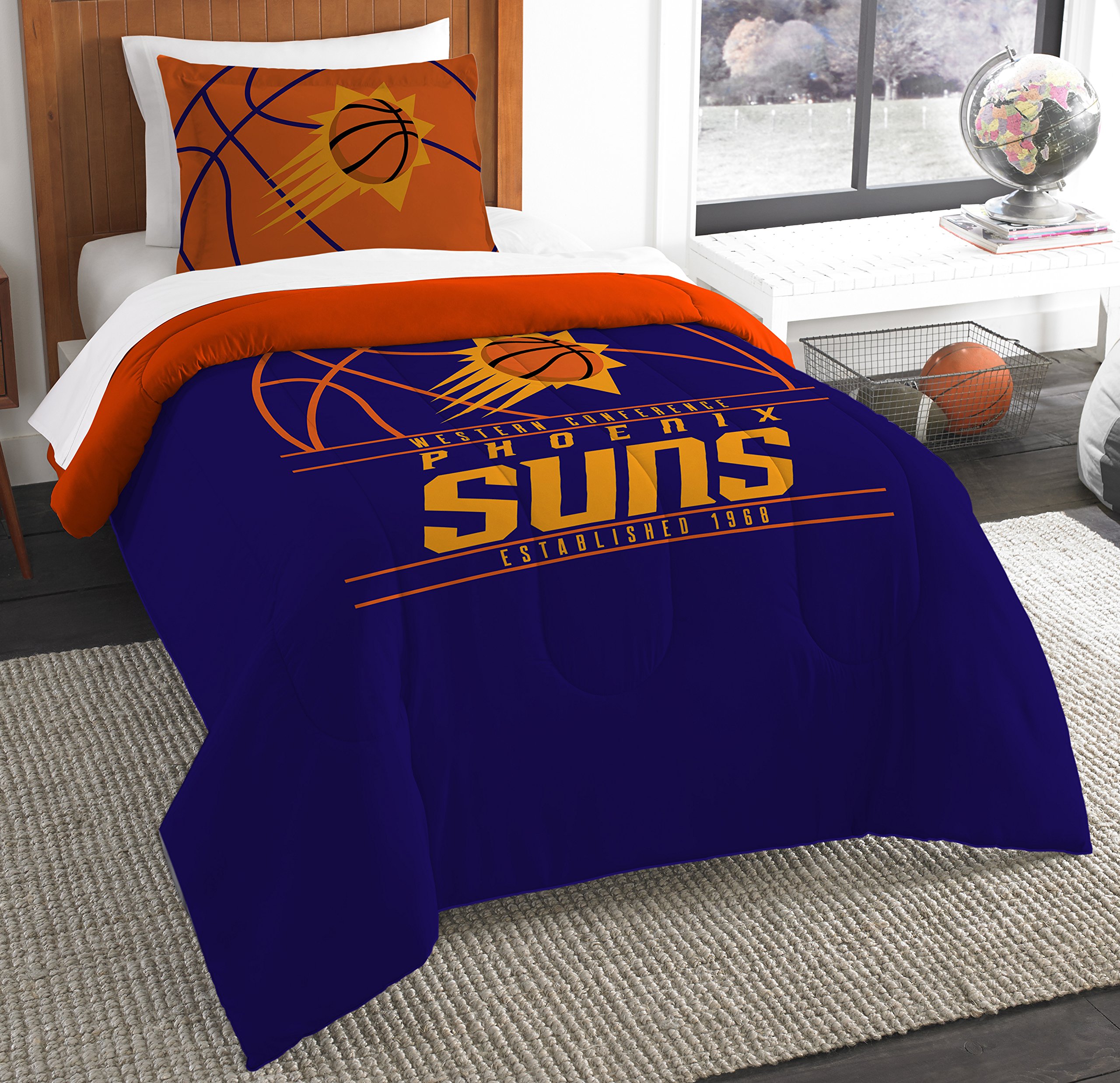 Northwest NBA Phoenix Suns Unisex-Adult Comforter and Sham Set, Full/Queen, Reverse Slam Image