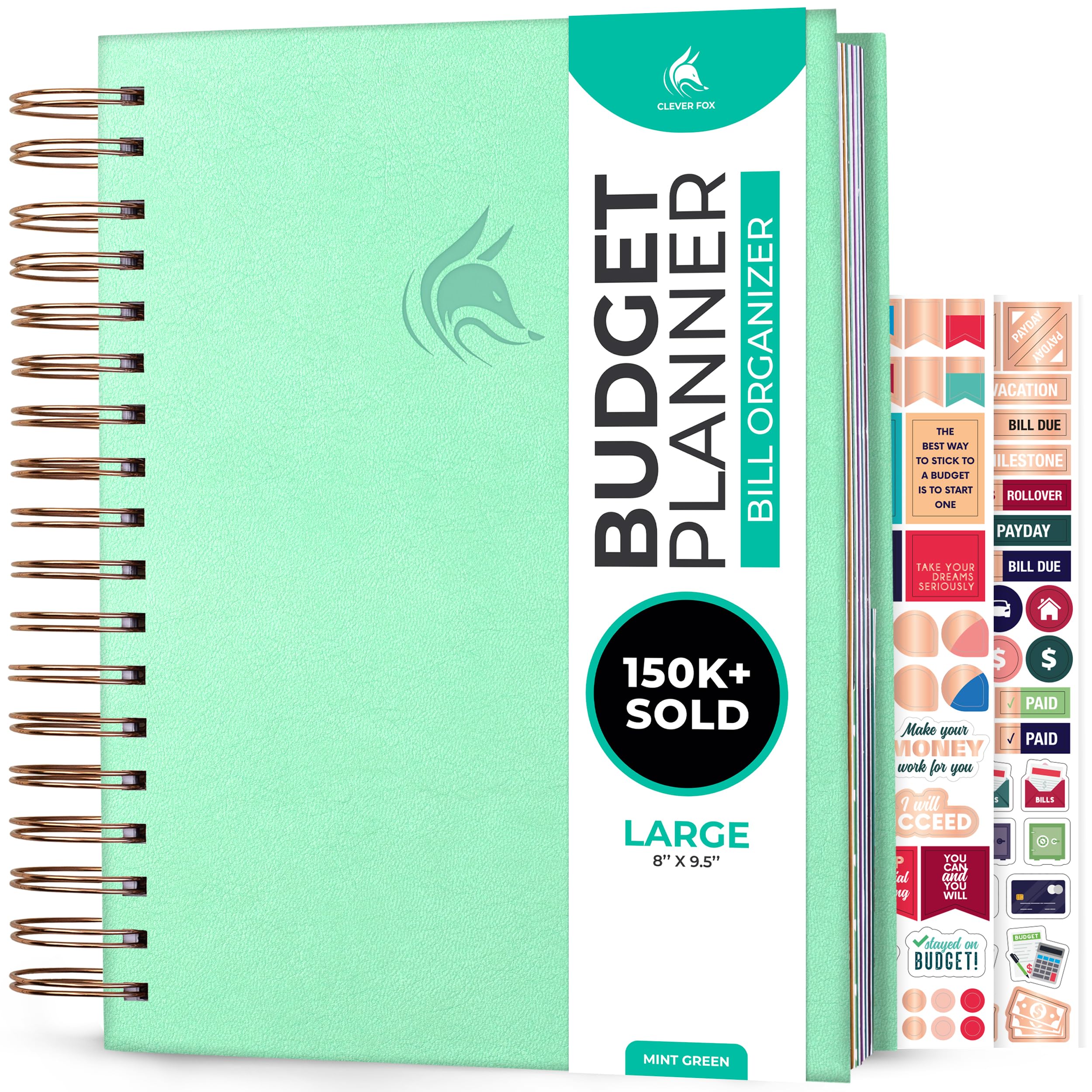 Clever Fox Budget Planner & Monthly Bill Organizer with Pockets. Expense Tracker Notebook, Budgeting Journal and Financial Planner Budget Book to Control Your Money. Large Size – Mint Green