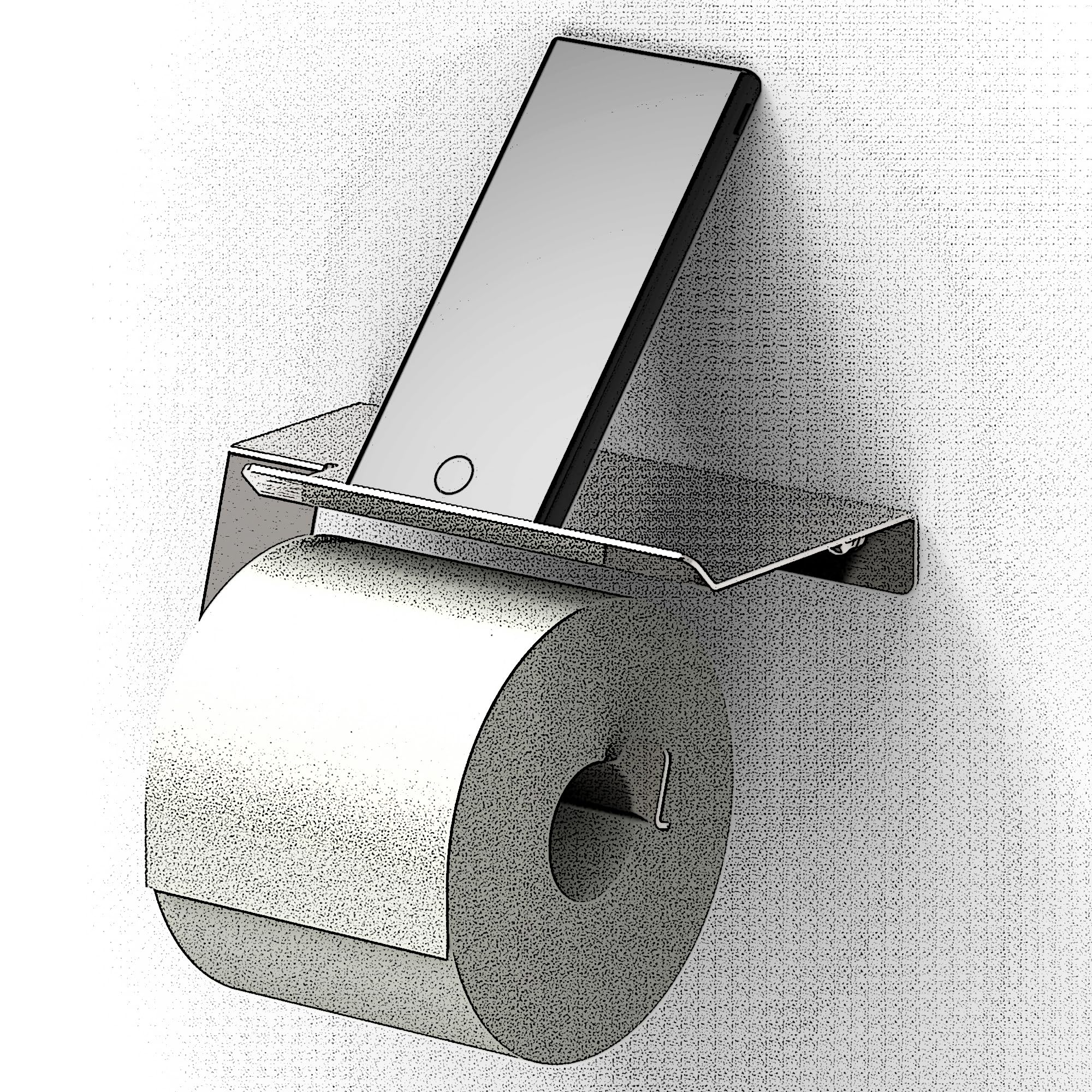 SAFETY+BEAUTY Stainless Steel Toilet Tissue Paper Holder with Phone Shelf, Corrosion Resistant for Lifetime Use (for Single Mega Roll, Brushed Nickel)