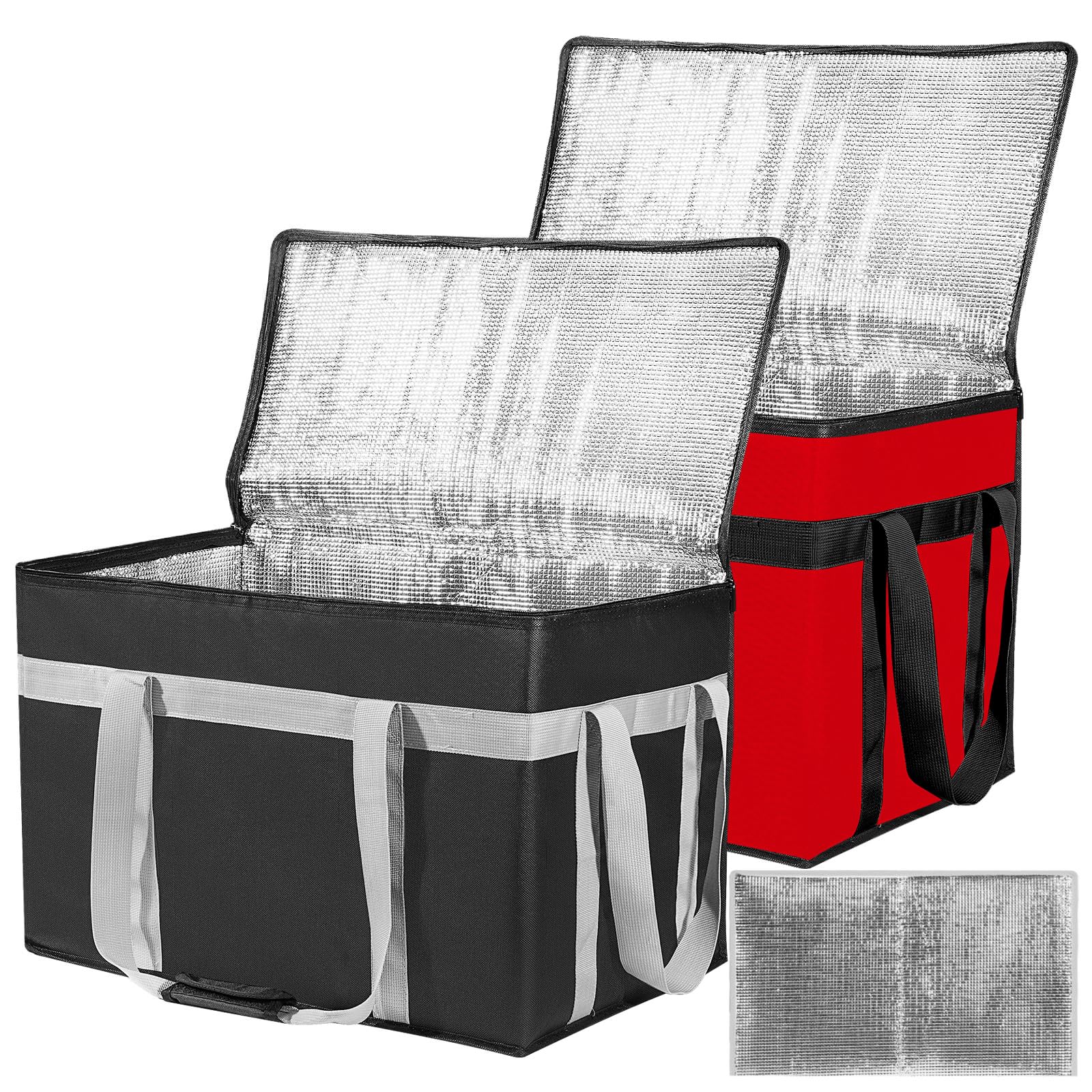 Photo 1 of CIFMORE XXXL 2 Pack Insulated Food Delivery Bag with Removable Hard Bottom, Reusable Insulated Grocery Bag for Hot and Cold Food, Catering Cooler for Doordash, Warmers, Parties (Black+Red)