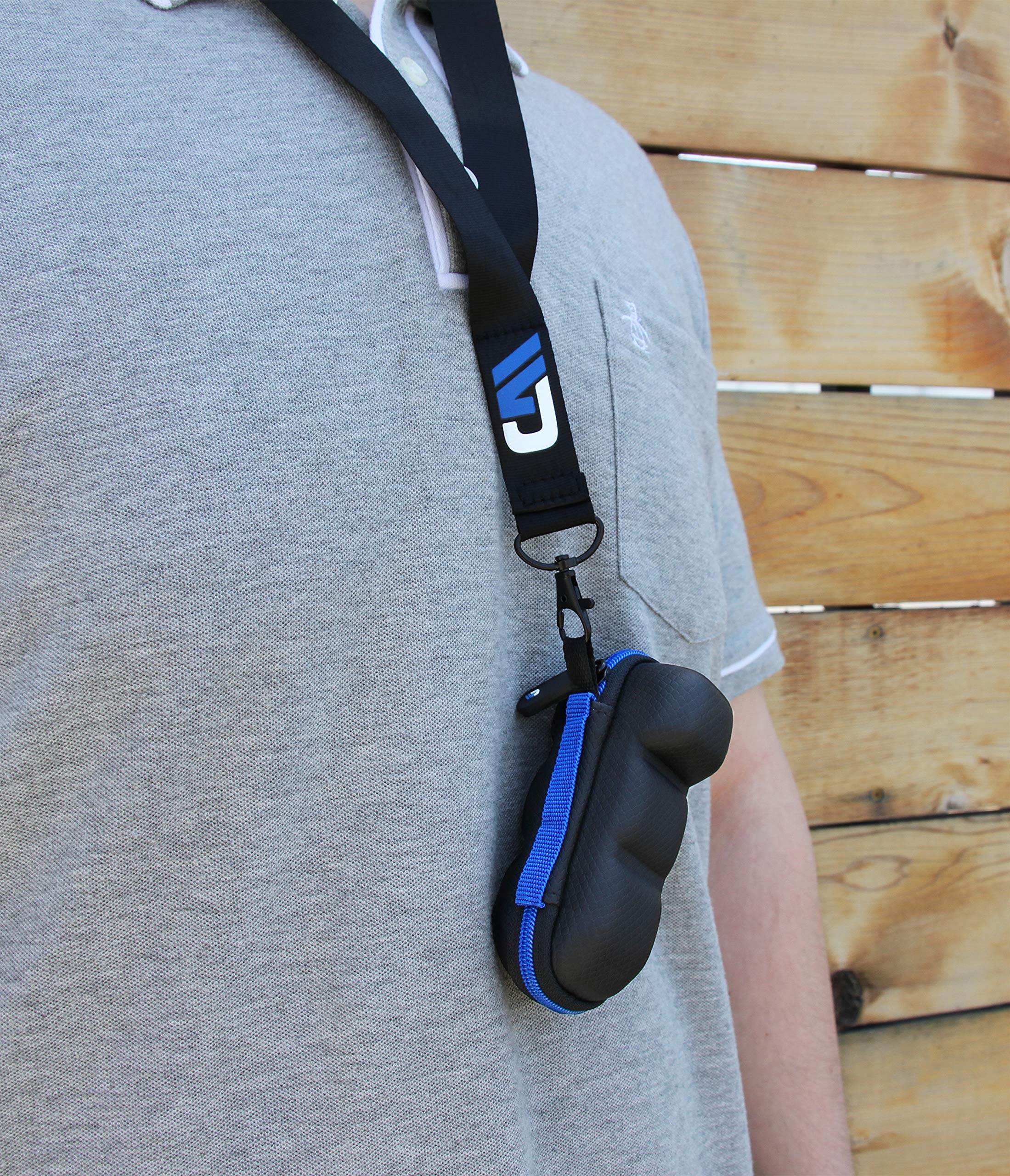 CASEMATIX Asthma Inhaler Travel Case with Lanyard and Clip-on Keychain Carabiner, Includes Inhaler Holder Case Only, Black