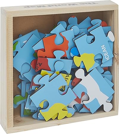 Skillofun Map of World Jigsaw Floor Puzzle in Wooden Box, Multi Color