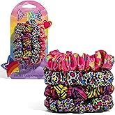Lisa Frank x Kitsch Ruched Satin Scrunchies for Women- Rainbow Leopard 4pcs | Wake Up Frizz-Free, No Crease Hair Ties, Softer Than Silk Scrunchies, Stylish Hair Accessories For All Hair Types