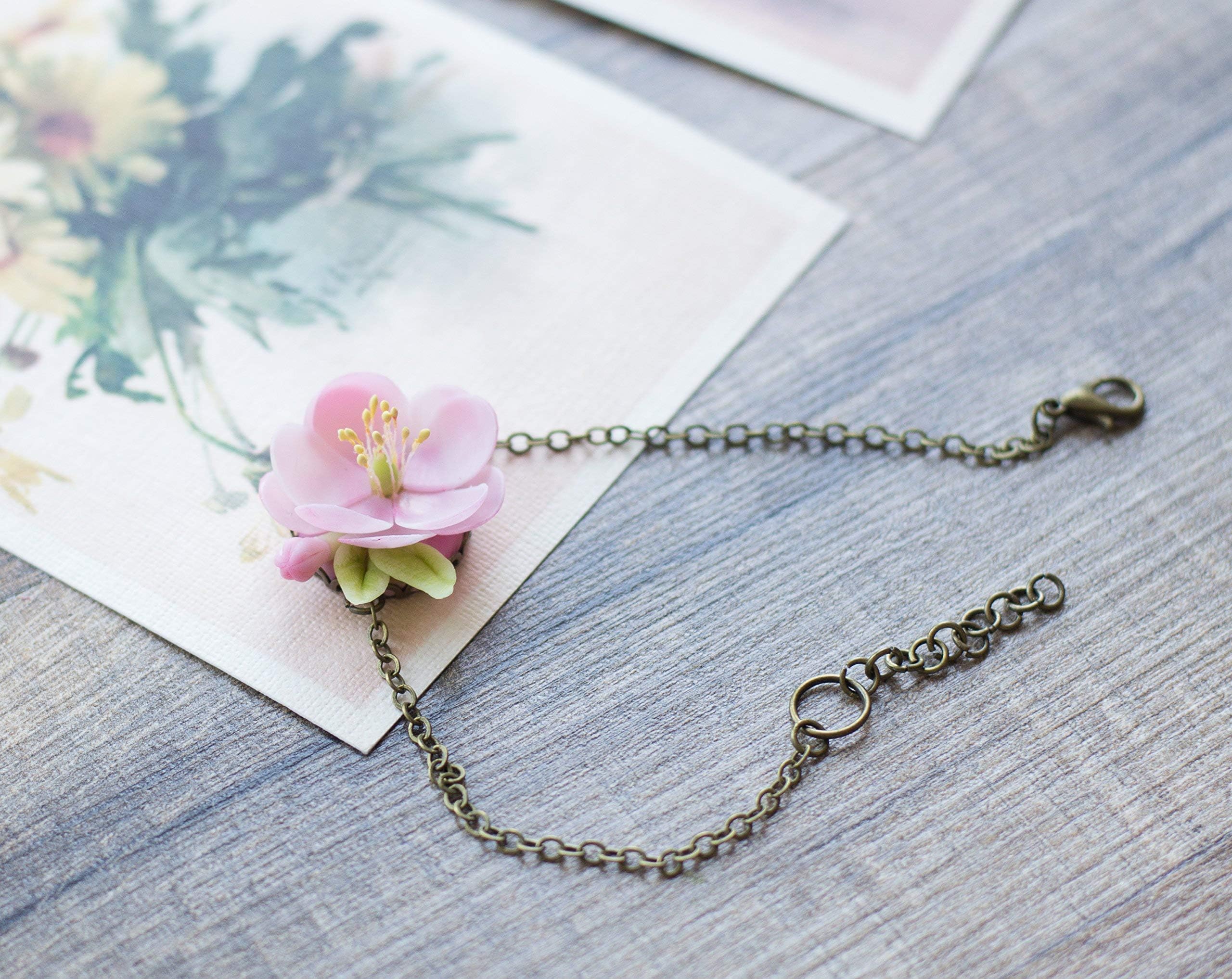 Cherry blossom bracelet - cherry blossom jewelry - spring wedding - sakura jewelry - sakura bracelet - flower bracelet - flower jewelry