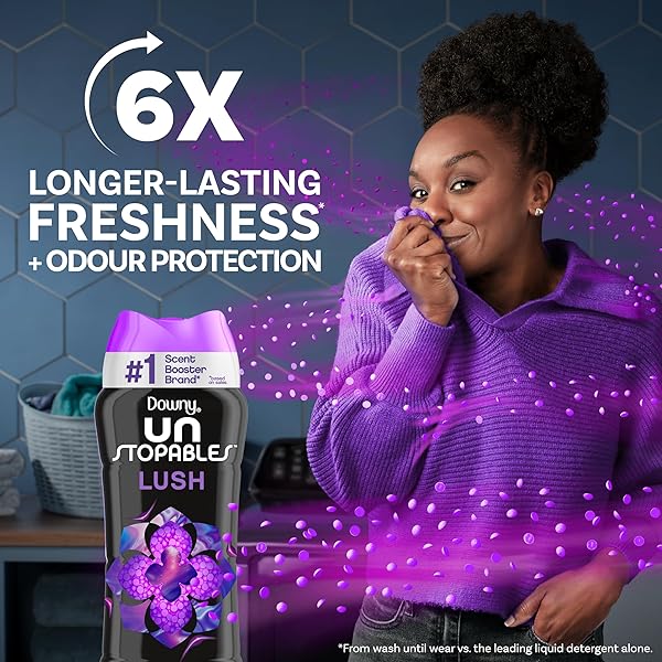 DOWNY UNSTOPABLES IN WASH SCENT BOOSTER BEADS, LUSH SCENT, 24 OZ, LAUNDRY BEADS FOR ODOR PROTECTION, DOWNY SCENT BOOSTER BEADS, LAUNDRY SCENT BOOSTERS