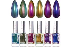 BEETLES GEL POLISH Beetles Chrome Nail Polish Set - Chameleon Holographic Ember 6 Colors Quick Fast Dry Metallic Nail Polish Long Lasting DIY Fingernail Art Home Salon Christmas Gifts for Girls Women
