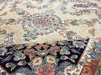 Paradise Carpet Creation Density Export Quality Irani Design Classical Persian Silk Carpet for Your Hall & Living Room 5 X 7 Feet (150x210 cm) Ivory Multi
