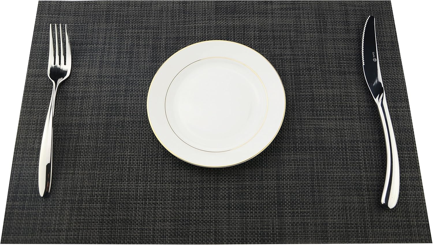KOKAKO Placemats Heat-Resistant Washable Dining Table Place Mats PVC Kitchen Table Mats by,Set of 6(Dark Gray): Home & Kitchen