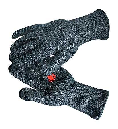 Extreme Heat Resistant Grill Gloves: Premium Insulated & Silicone Lined Aramid Fiber Mitts for Cooking, BBQ, Grilling, Frying & Baking - Professional Indoor Outdoor Kitchen & Oven Accessories