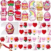 JOYIN 28 Packs Valentine’s Day Gift Cards with Mochi Squishy Toys, Stress Relief Fidget, Cute Miniature Novelty Squeeze Toys for Kids Valentine's Party Favors, School Exchange and Goody Bag Fillers