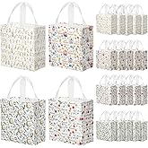 Amylove 24 Pcs Reusable Eid Mubarak Gift Bags with Handles Non Woven Ramadan Goodie Bags Eid Mubarak Party Favor Treat Gift Wrapping Shopping Tote Ramadan Party Supplies 9.2" x 8.7" x 4.3"