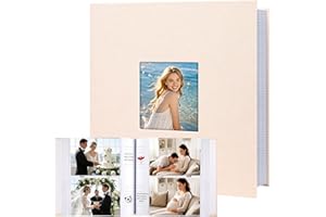 Photo Album 4x6 240 Photos with Writing Space Leather Cover with Front Window Picture Album, 240 Photos 4x6 Photo Album Book 