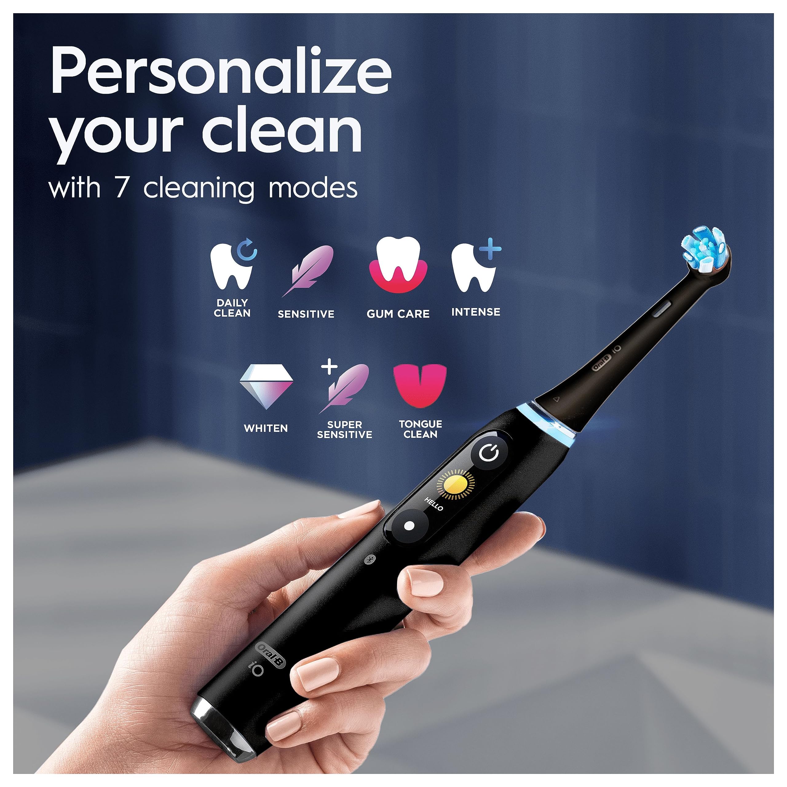 Oral-B iO9 Electric Toothbrushes For Adults, App Connected Handle, 1 Toothbrush Head, Charging Travel Case & Magnetic Pouch, 7 Modes, 2 Pin Plug, Special Edition