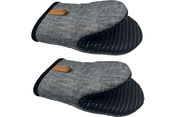 1 Pair Mini Oven Mitts, Silicone Short Oven Mitts Heat Resistant up to 500°F, Non-Slip Grip Surfaces and Hanging Loop Gloves
