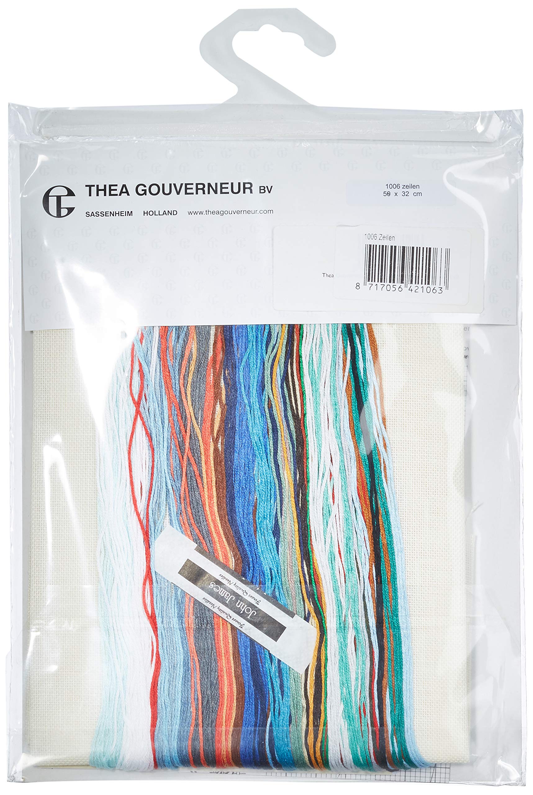 Thea Gouverneur Cross Stitch Kit, Linen, Multi-Colour, 32 x 58cm