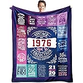 ecarco 50th Birthday Gifts for Her/Women - 50 Year Old Gifts for Women - Vintage 1976 Gifts for 50 Year Old Woman - Happy 50 th Birthday Gift for Woman, Wife - 50 th Birthday Gift Blanket 60" x 50"