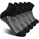 Gonii Mens Athletic Ankle Socks 5-Pairs - Blister Defense & Cushioned for Running, Hiking, Sports