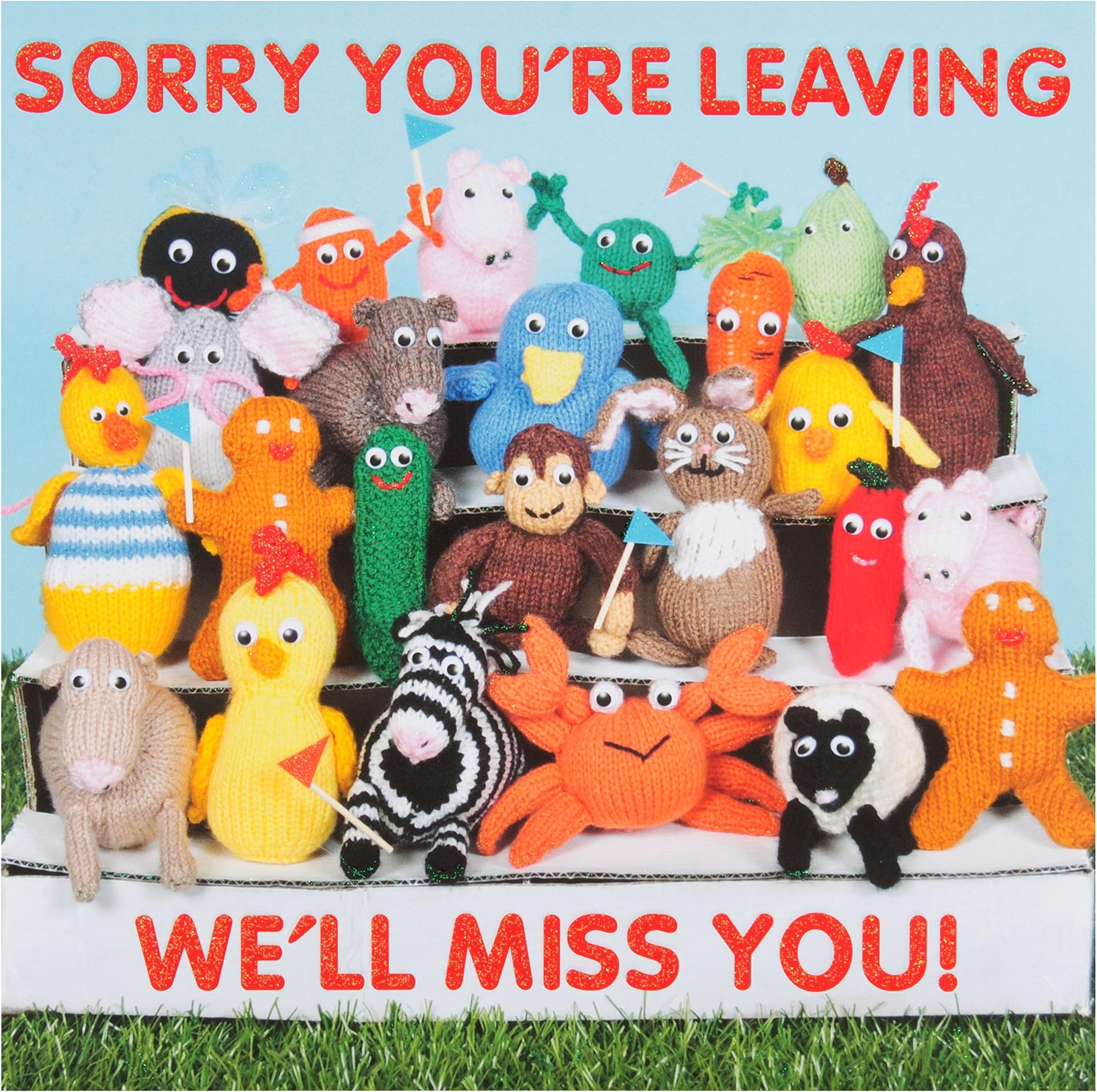 Mint"We'll Miss You" Knit and Purl Leaving Card