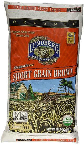 Lundberg Family farms Organic California short grain brown Rice 12 lbs. nogmo (073416401020)