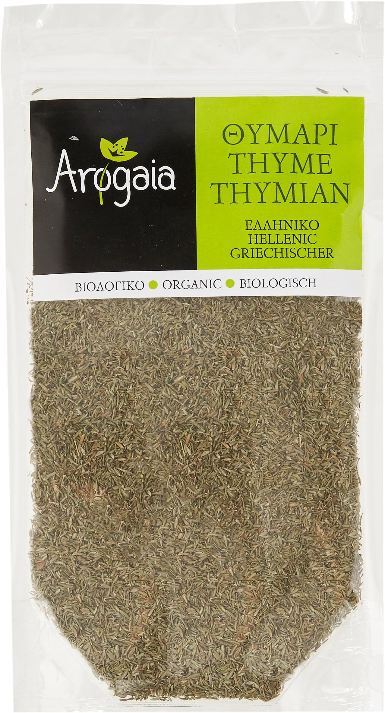 Arogaia Greek Organic Thyme Refill Flex Bag 70 g, Pack of 2 x 70g (Total: 140g)