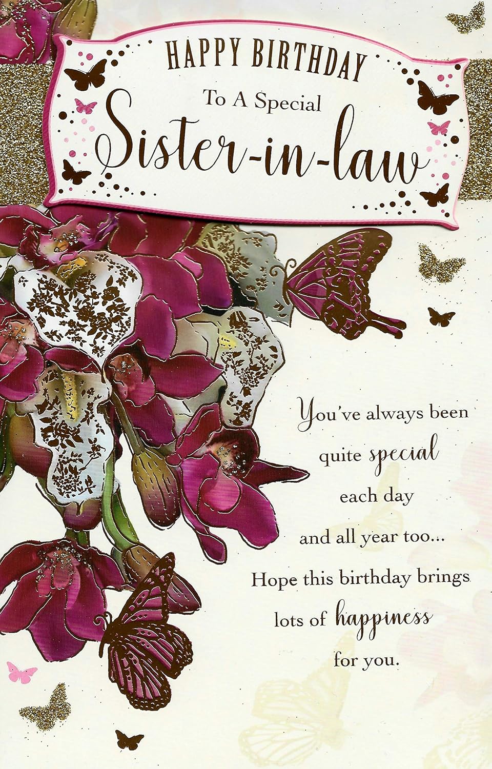 To A Wonderful Sister in law Birthday Card - Size 6" X 8", Beige, 6 x 8 inch