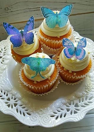 Edible Wafer Large Purple Teal Butterfly Cake Decorations Cupcake