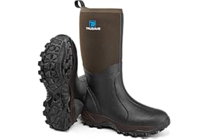 TRUDAVE Rubber Boots for Men & Women with Steel Shank, Reliable 6mm Neoprene Waterproof Insulated Rain Boots, Warm Anti-slip High Traction Multi-season Dry Mud Boot for Outdoor Work Hunting, Size 5-14